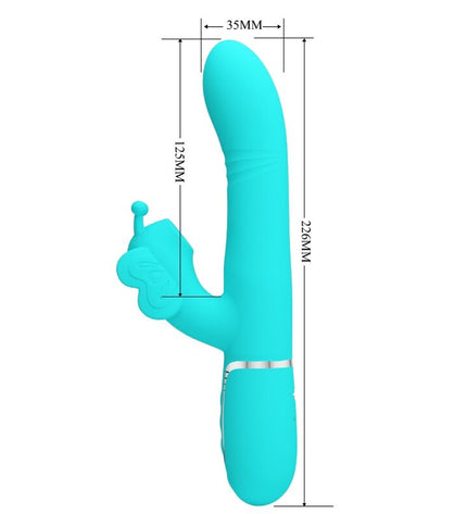 PRETTY LOVE - VIBRATEUR MULTIFONCTION LAPIN 4 EN 1 PAPILLON AQUA VERT by PRETTY LOVE FLIRTATION