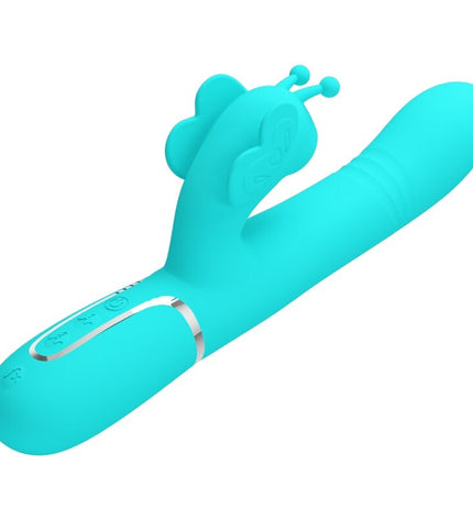 PRETTY LOVE - VIBRATEUR MULTIFONCTION LAPIN 4 EN 1 PAPILLON AQUA VERT by PRETTY LOVE FLIRTATION