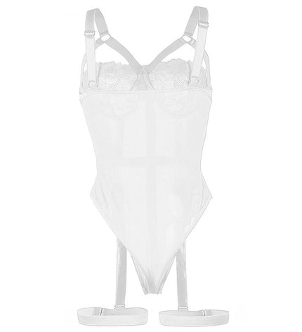 SUBBLIME - TEDDY AVEC JARRETIÈRE DÉTAIL POITRINE BLANC S/M by SUBBLIME BODIES