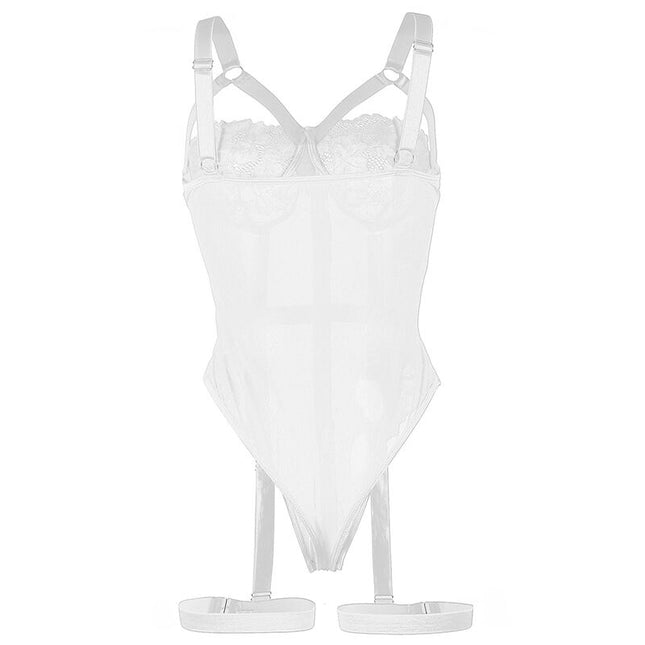 SUBBLIME - TEDDY AVEC JARRETIÈRE DÉTAIL POITRINE BLANC S/M by SUBBLIME BODIES