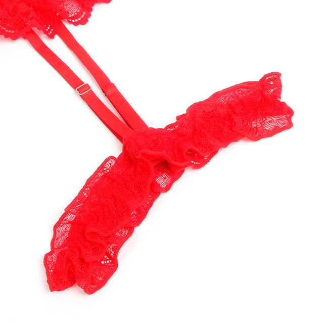 SUBBLIME - TEDDY AVEC JARRETIÈRE AVEC DÉTAIL DENTELLE ET BANDES ROUGE S/M by SUBBLIME BODIES