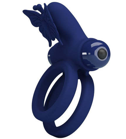 PRETTY LOVE - JAMELE DOUBLE ANNEAU AVEC VIBRATION & STIMULATEUR DE PAPILLON BLEU by PRETTY LOVE MALE