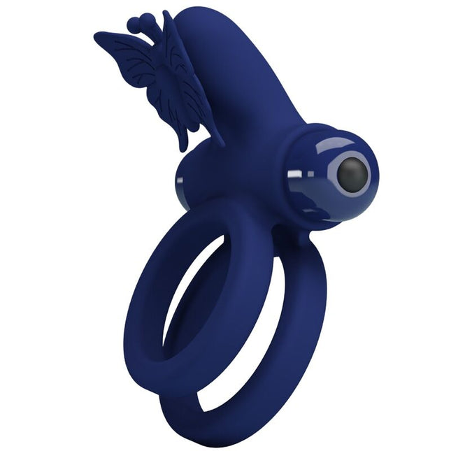 PRETTY LOVE - JAMELE DOUBLE ANNEAU AVEC VIBRATION & STIMULATEUR DE PAPILLON BLEU by PRETTY LOVE MALE