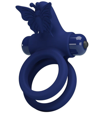 PRETTY LOVE - JAMELE DOUBLE ANNEAU AVEC VIBRATION & STIMULATEUR DE PAPILLON BLEU by PRETTY LOVE MALE