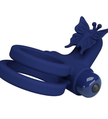 PRETTY LOVE - JAMELE DOUBLE ANNEAU AVEC VIBRATION & STIMULATEUR DE PAPILLON BLEU by PRETTY LOVE MALE