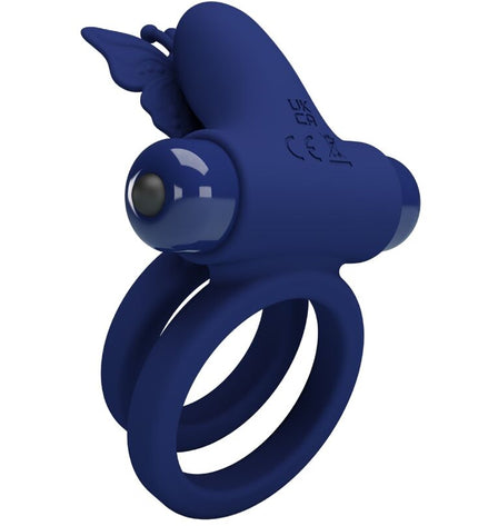 PRETTY LOVE - JAMELE DOUBLE ANNEAU AVEC VIBRATION & STIMULATEUR DE PAPILLON BLEU by PRETTY LOVE MALE
