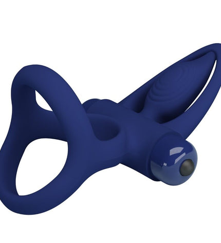 PRETTY LOVE - MAT DOUBLE ANNEAU AVEC VIBRATION & STIMULATEUR BLEU by PRETTY LOVE MALE