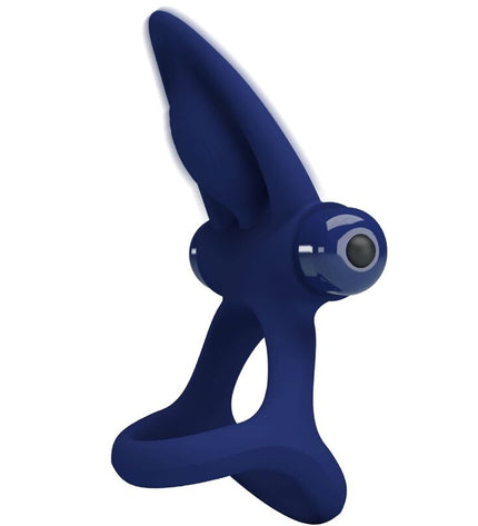 PRETTY LOVE - MAT DOUBLE ANNEAU AVEC VIBRATION & STIMULATEUR BLEU by PRETTY LOVE MALE