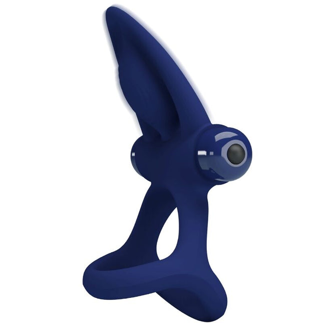 PRETTY LOVE - MAT DOUBLE ANNEAU AVEC VIBRATION & STIMULATEUR BLEU by PRETTY LOVE MALE