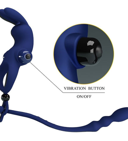 PRETTY LOVE - AYAD ANNEAU VIBRATEUR LAPIN AVEC PLUG BLEU by PRETTY LOVE MALE