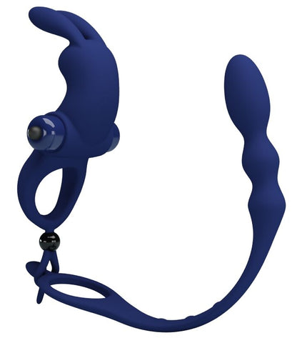 PRETTY LOVE - AYAD ANNEAU VIBRATEUR LAPIN AVEC PLUG BLEU by PRETTY LOVE MALE