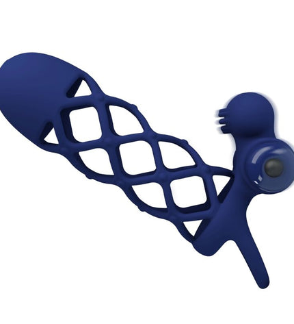 PRETTY LOVE - GIANN ANNEAU VIBRATEUR AVEC GAINE EN SILICONE BLEU by PRETTY LOVE MALE