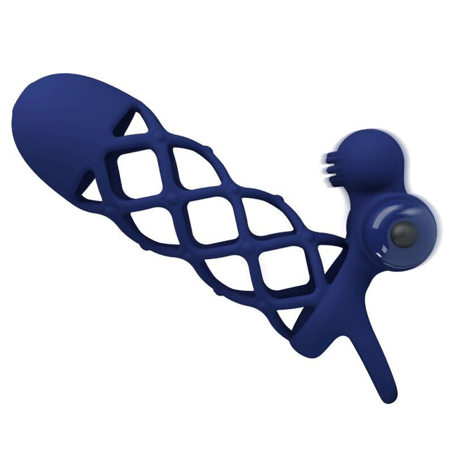 PRETTY LOVE - GIANN ANNEAU VIBRATEUR AVEC GAINE EN SILICONE BLEU by PRETTY LOVE MALE