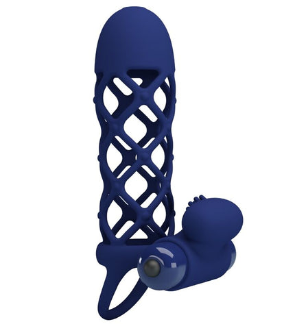 PRETTY LOVE - GIANN ANNEAU VIBRATEUR AVEC GAINE EN SILICONE BLEU by PRETTY LOVE MALE