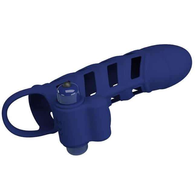 PRETTY LOVE - ALTAF ANNEAU VIBRATEUR AVEC GAINE EN SILICONE BLEU by PRETTY LOVE MALE