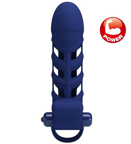 PRETTY LOVE - ALTAF ANNEAU VIBRATEUR AVEC GAINE EN SILICONE BLEU by PRETTY LOVE MALE