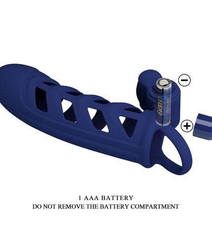PRETTY LOVE - ALTAF ANNEAU VIBRATEUR AVEC GAINE EN SILICONE BLEU by PRETTY LOVE MALE