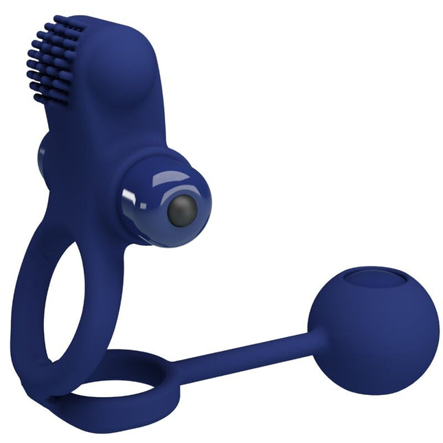 PRETTY LOVE - REMINGTON DOUBLE ANNEAU VIBRANT AVEC PLUG BLEU by PRETTY LOVE MALE