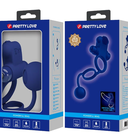 PRETTY LOVE - REMINGTON DOUBLE ANNEAU VIBRANT AVEC PLUG BLEU by PRETTY LOVE MALE
