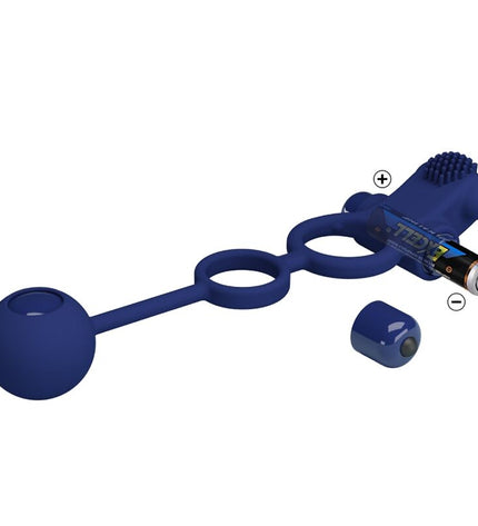 PRETTY LOVE - REMINGTON DOUBLE ANNEAU VIBRANT AVEC PLUG BLEU by PRETTY LOVE MALE