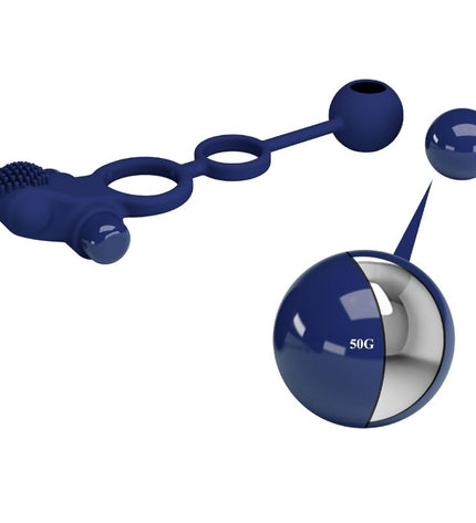PRETTY LOVE - REMINGTON DOUBLE ANNEAU VIBRANT AVEC PLUG BLEU by PRETTY LOVE MALE