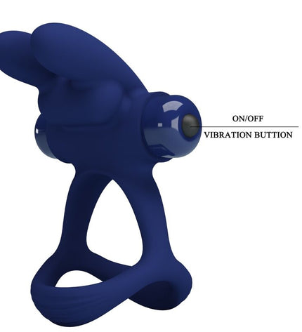 PRETTY LOVE - FRANCISCO DOUBLE ANNEAU VIBRANT LAPIN BLEU by PRETTY LOVE MALE