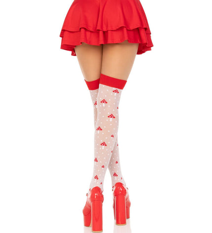 LEG AVENUE - CHAUSSETTES HAUTES CHAMPIGNON ROUGE/BLANC by LEG AVENUE HOSIERY