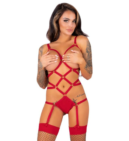 LIVCO CORSETTI FASHION - THIARA LC 20213 ENSEMBLE CORPS + BAS ROUGE S/M by LIVCO CORSETTI SETS