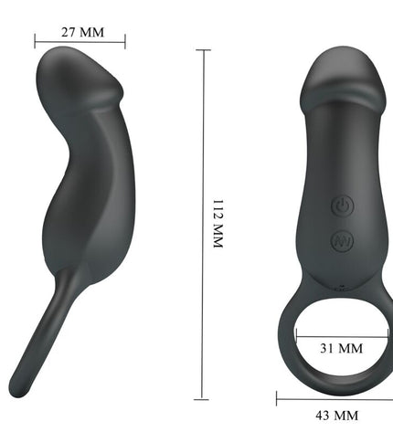 PRETTY LOVE - TRAE ANNEAU VIBRANT AVEC STIMULATEUR NOIR by PRETTY LOVE MALE