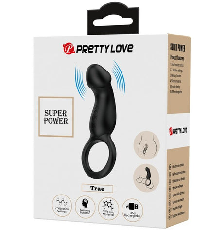 PRETTY LOVE - TRAE ANNEAU VIBRANT AVEC STIMULATEUR NOIR by PRETTY LOVE MALE