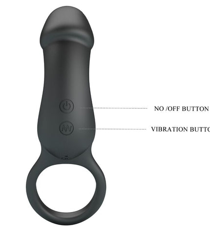 PRETTY LOVE - TRAE ANNEAU VIBRANT AVEC STIMULATEUR NOIR by PRETTY LOVE MALE