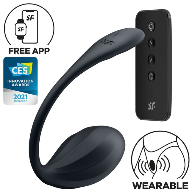 SATISFYER - RIBBED PETAL TÉLÉCOMMANDE DE STIMULATEUR DE POINT G NOIR APPLICATION GRATUITE by SATISFYER PARTNER