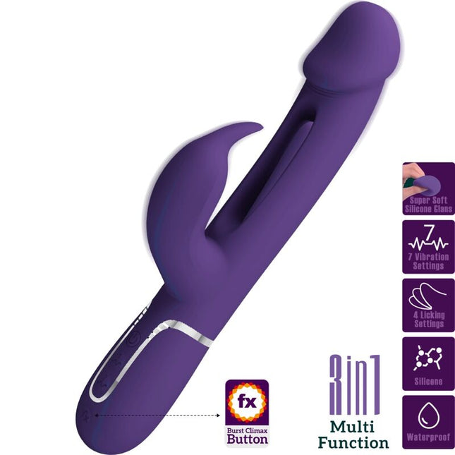 PRETTY LOVE - VIBRATEUR MULTIFONCTION 3 EN 1 KAMPAS RABBIT AVEC LANGUE VIOLET by PRETTY LOVE PARTY UP