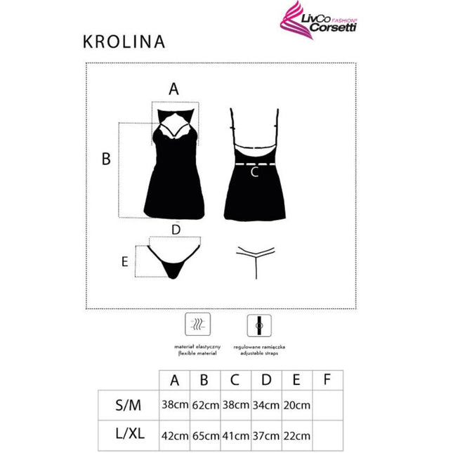 LIVCO CORSETTI FASHION - KROLINA LC 90734 CHEMISE + STRING NOIR S/M by LIVCO CORSETTI SETS