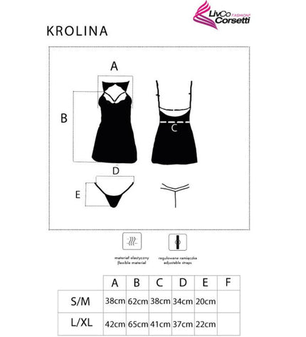 LIVCO CORSETTI FASHION - KROLINA LC 90734 CHEMISE + STRING NOIR S/M by LIVCO CORSETTI SETS