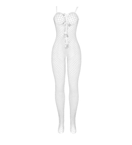 SUBBLIME - 951740 BODYSTOCKING RESILLE BLANCHE ENTREJAMBE AVEC NOEUDS TAILLE UNIQUE by SUBBLIME BODYSTOCKINGS