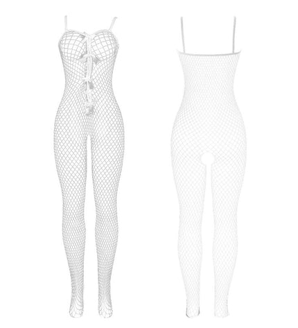 SUBBLIME - 951740 BODYSTOCKING RESILLE BLANCHE ENTREJAMBE AVEC NOEUDS TAILLE UNIQUE by SUBBLIME BODYSTOCKINGS