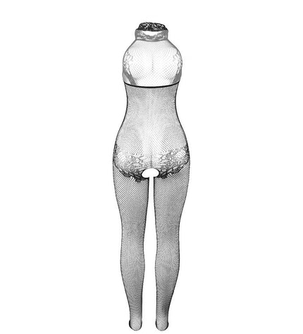 SUBBLIME - 951801 BODYSTOCKING RÉSILLE ET DENTELLE SANS FOURREAU COL MONTANT NOIR TAILLE UNIQUE by SUBBLIME BODYSTOCKINGS