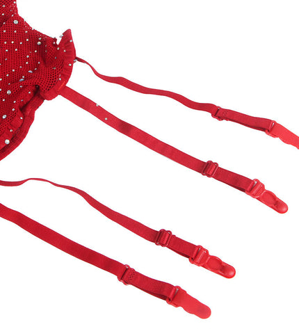 SUBBLIME - 952181 BODYSTOCKING RESILLE AVEC GANTS ET DIAMANTS ROUGE TAILLE UNIQUE by SUBBLIME BODYSTOCKINGS