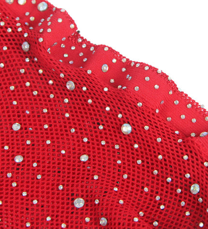 SUBBLIME - 952181 BODYSTOCKING RESILLE AVEC GANTS ET DIAMANTS ROUGE TAILLE UNIQUE by SUBBLIME BODYSTOCKINGS