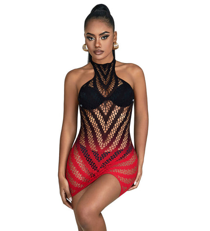 SUBBLIME - 952242 ROBE RÉSILLE ÉLASTIQUE DÉGRADÉ ROUGE ET NOIR TAILLE UNIQUE by SUBBLIME DRESSES