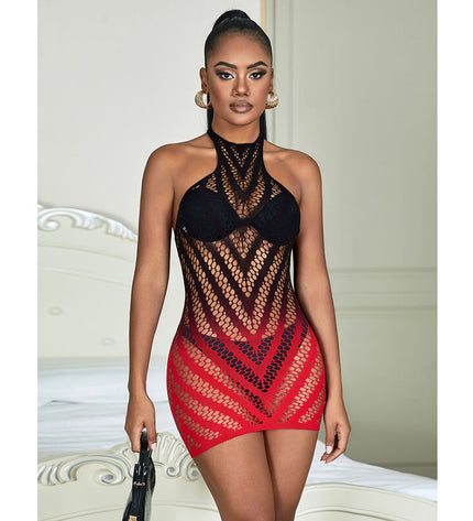 SUBBLIME - 952242 ROBE RÉSILLE ÉLASTIQUE DÉGRADÉ ROUGE ET NOIR TAILLE UNIQUE by SUBBLIME DRESSES