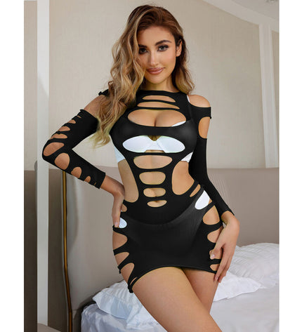 SUBBLIME - 952266 ROBE RÉSILLE ÉLASTIQUE MANCHES LONGUES NOIR TAILLE UNIQUE by SUBBLIME DRESSES