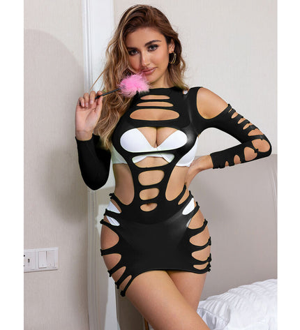 SUBBLIME - 952266 ROBE RÉSILLE ÉLASTIQUE MANCHES LONGUES NOIR TAILLE UNIQUE by SUBBLIME DRESSES