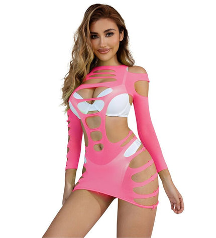 SUBBLIME - 952273 ROBE RÉSILLE ÉLASTIQUE MANCHES LONGUES ROSE TAILLE UNIQUE by SUBBLIME DRESSES