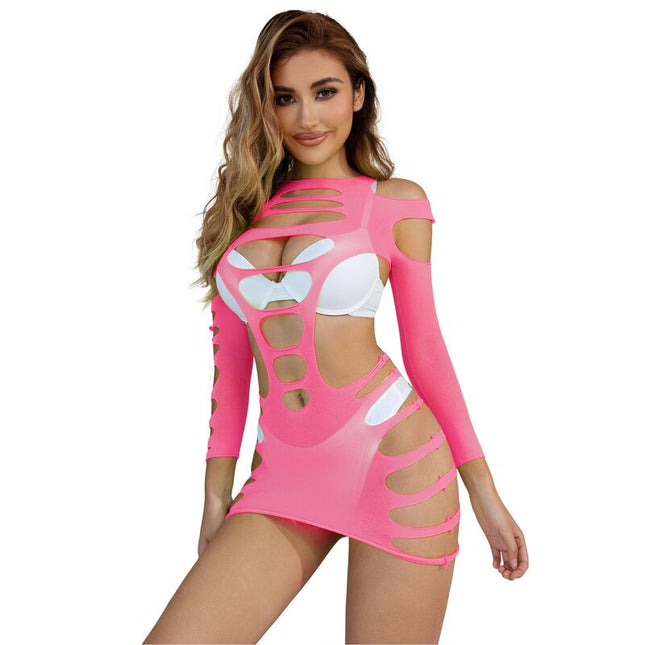 SUBBLIME - 952273 ROBE RÉSILLE ÉLASTIQUE MANCHES LONGUES ROSE TAILLE UNIQUE by SUBBLIME DRESSES