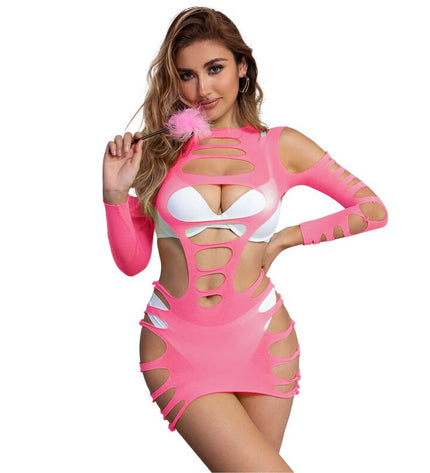SUBBLIME - 952273 ROBE RÉSILLE ÉLASTIQUE MANCHES LONGUES ROSE TAILLE UNIQUE by SUBBLIME DRESSES