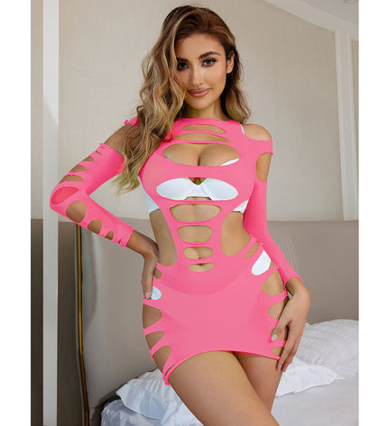 SUBBLIME - 952273 ROBE RÉSILLE ÉLASTIQUE MANCHES LONGUES ROSE TAILLE UNIQUE by SUBBLIME DRESSES