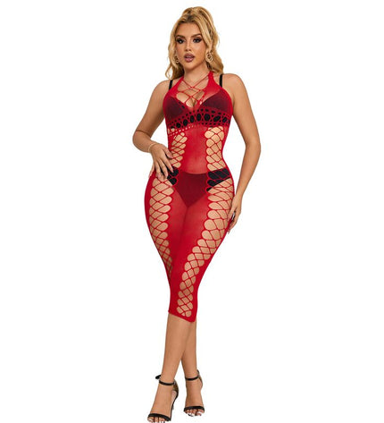 SUBBLIME - 952327 ROBE LONGUE RÉSEILLE ROUGE TAILLE UNIQUE by SUBBLIME DRESSES