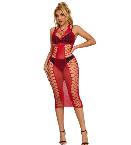 SUBBLIME - 952327 ROBE LONGUE RÉSEILLE ROUGE TAILLE UNIQUE by SUBBLIME DRESSES